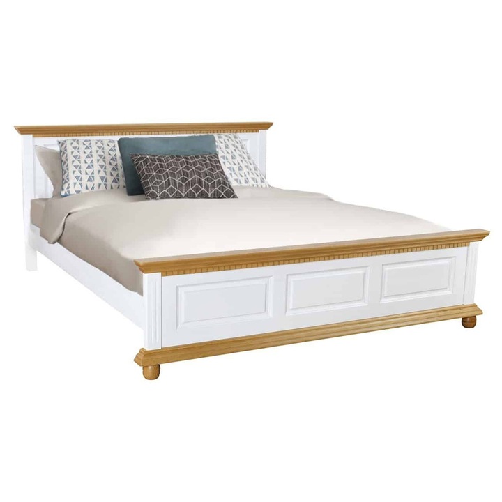 Pat Celia, Lemn Masiv, 140 x 200, Alb/Natur