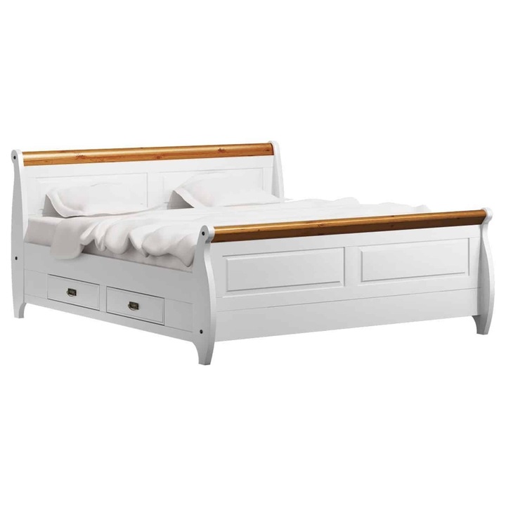 Pat Florence, Lemn Masiv, cu Sertare, Alb/Natur