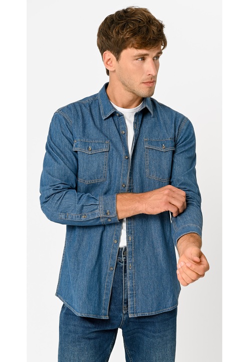 Camasa barbati, denim, Regular Fit, Volcano K-Teny, Albastru