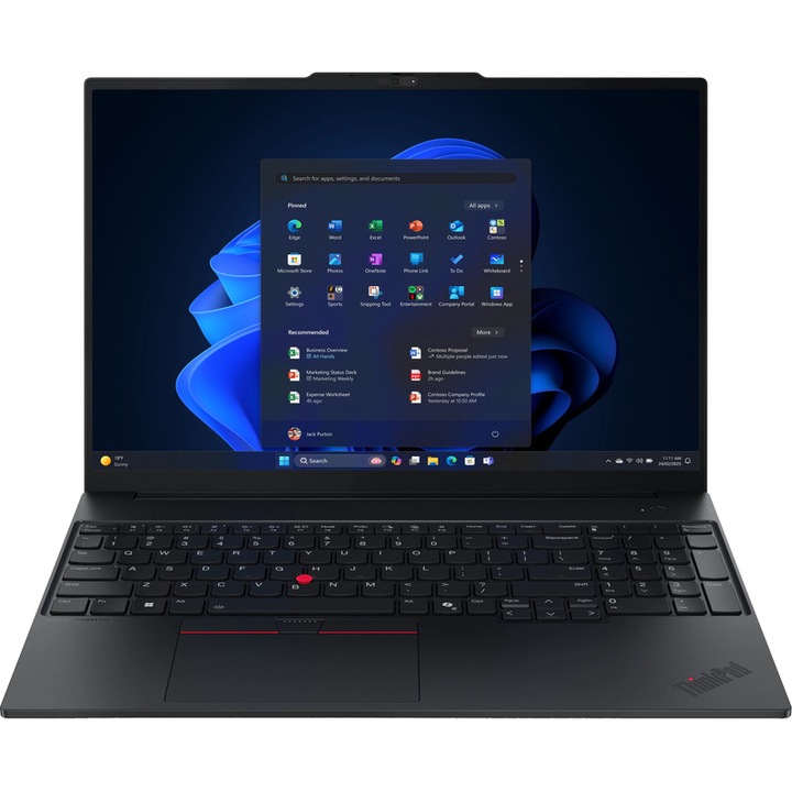 Laptop Lenovo ThinkPad E16 Gen 3 21SR0079RI, 16 inch 1920 x 1200, Intel 255H 16 C / 26 T, 2.5 GHz - 5.1 GHz, 24 MB cache, 28 W, 16 GB DDR5, 1 TB SSD, Intel Graphics, Windows 11 Pro