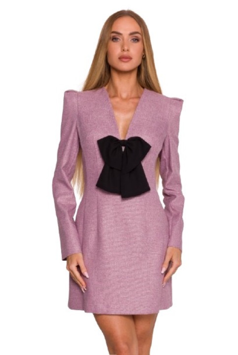 Мини рокля, M869 Marsala Tweed, Рокля от шифон, Заден цип, Тъмночервен