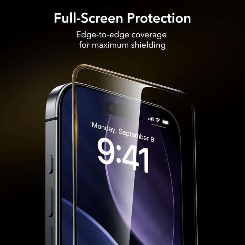 Folie sticla ESR UltraFit Tempered Glass, Kit montare inclus, compatibila cu iPhone 16 Pro / iPhone 17, Transparent