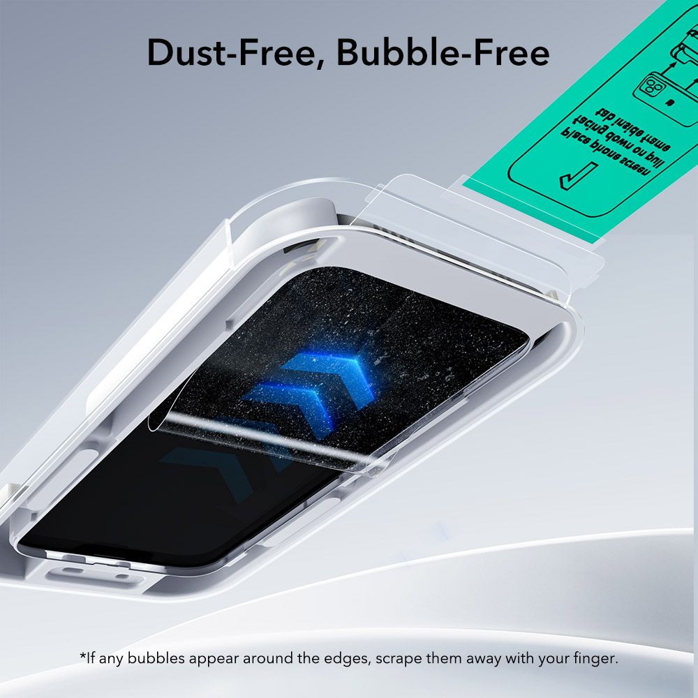Set 2 folii sticla ESR UltraFit Tempered Glass, Kit montare inclus, compatibila cu iPhone 16 Pro / iPhone 17, Transparent