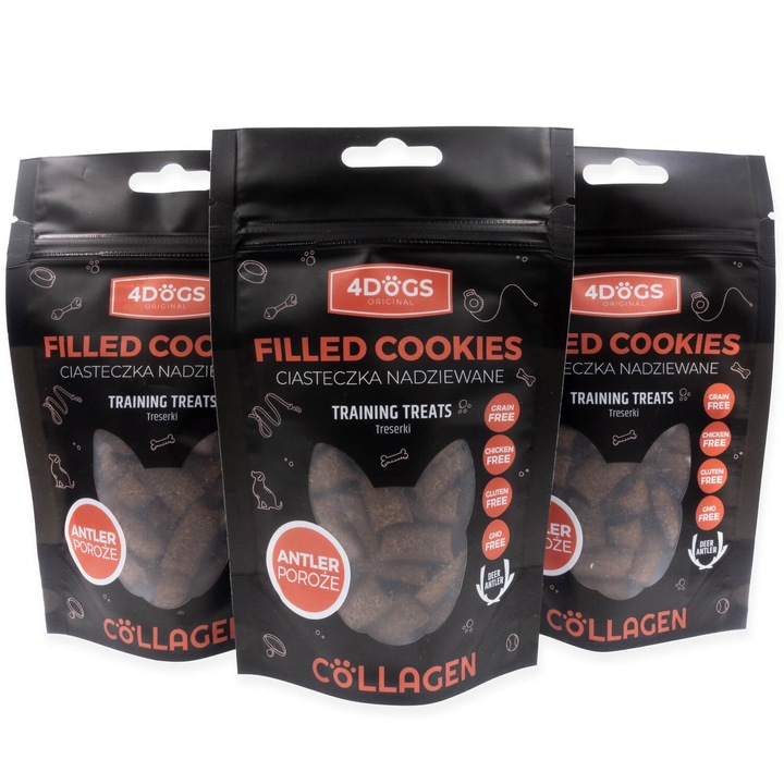 Biscuiti pentru caini 4DOGS, 3 pachete, 60g, acizi grasi omega - eMAG.ro