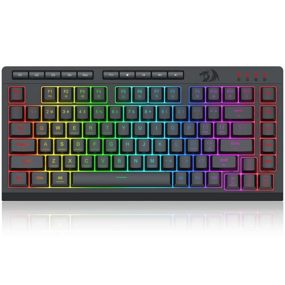 Tastatura gaming cu fir Redragon Crescent, iluminare RGB, Negru