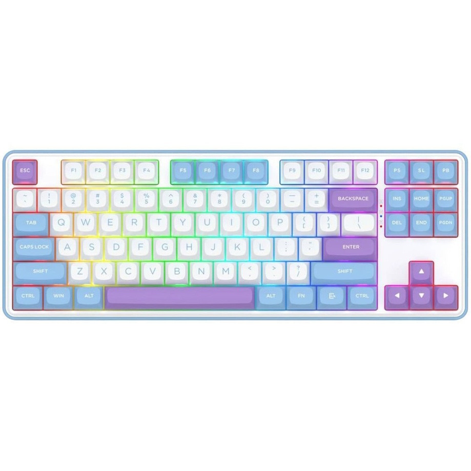 Tastatura gaming mecanica wireless/bluetooth/cu fir Redragon Star Blade Pro, iluminare RGB, switch-uri Liniare Mint Mambo, Alb/Mov