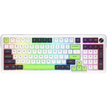 Tastatura gaming mecanica wireless/bluetooth/cu fir Redragon Eisa Max, iluminare RGB, switch-uri Mint Mambo, Alb/Verde