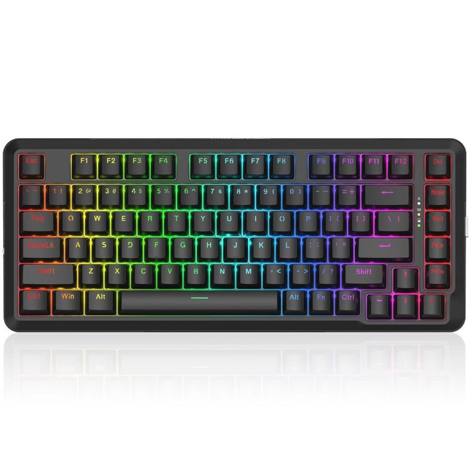 Tastatura gaming mecanica wireless/bluetooth/cu fir Redragon Stormrazor PRO, iluminare RGB, Swtich-uri Redragon Rosii, Negru