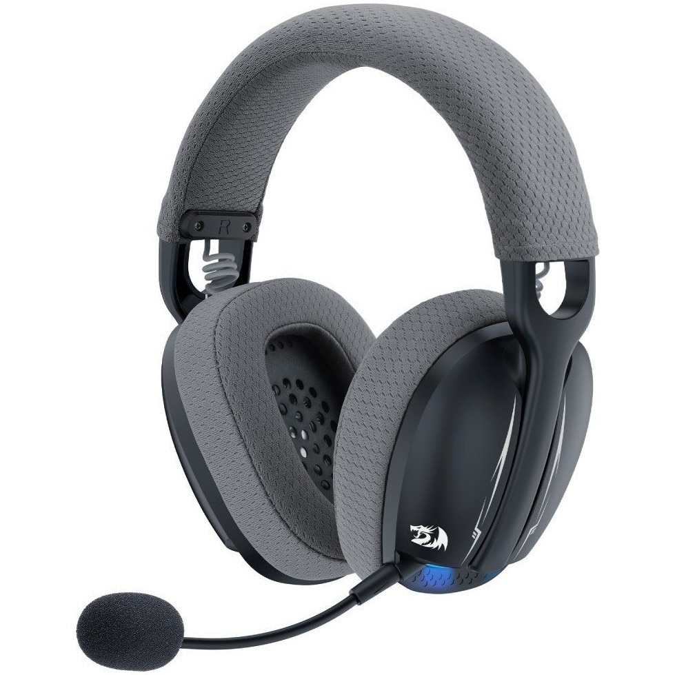Casti gaming wireless Redragon Skuld PRO, microforn detasabil, difuzoare 40mm, iluminare Albastra, Negru