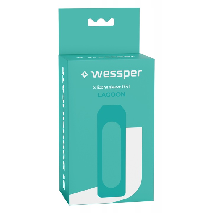 Husa protectie din silicon pentru sticla Wessper B1 de 0,5 l, emerald, fara BPA, antiderapanta