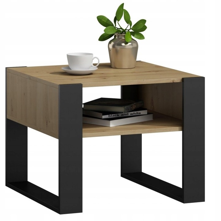 Mese Kaja, За живота, 60x63,6x50cm, дъб артизан/черен, включен комплект за монтаж