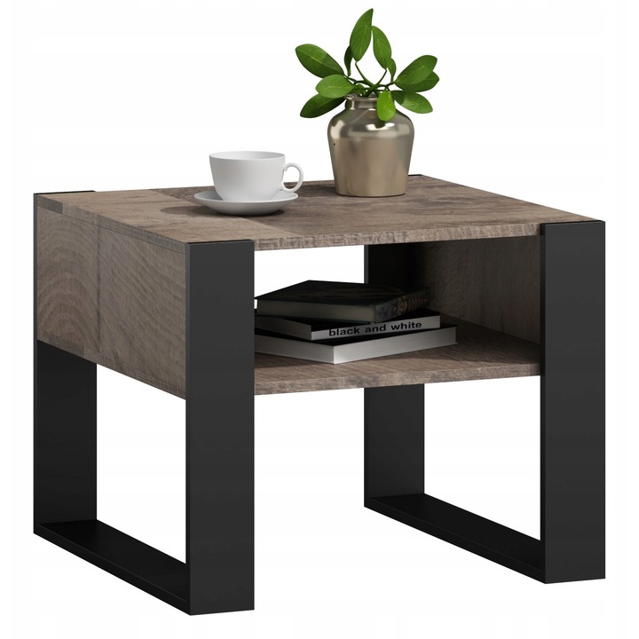 Маса Кая, Per La Vita, 60x63,6x50см, дъб колониал/черен, комплект