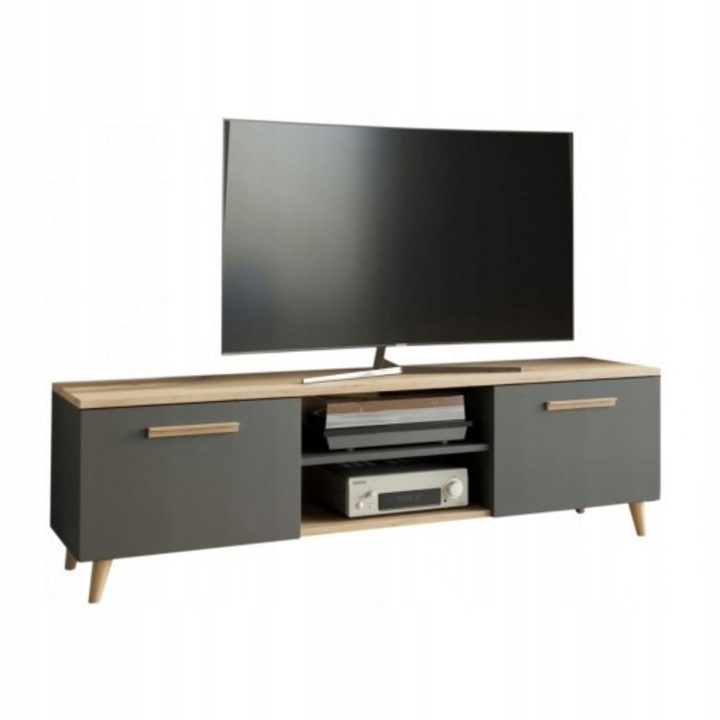 ТВ шкаф Берген 120 см, Per La Vita, антрацит, букова дървесина, лесен монтаж