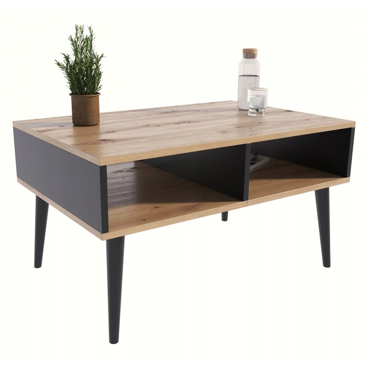 Mese Lawa Isla, Per La Vita, 100x50x46cm, negru, picioare din lemn