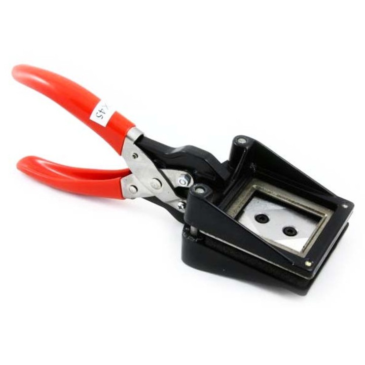 Cutter pentru fotografii de legitimatie, greu, 35x45mm, pentru pasapoarte, carti de identitate, permise de conducere, culoare: multicolor, material: otel inoxidabil, taiere precisa, manere ergonomice, constructie stabila, greutate redusa