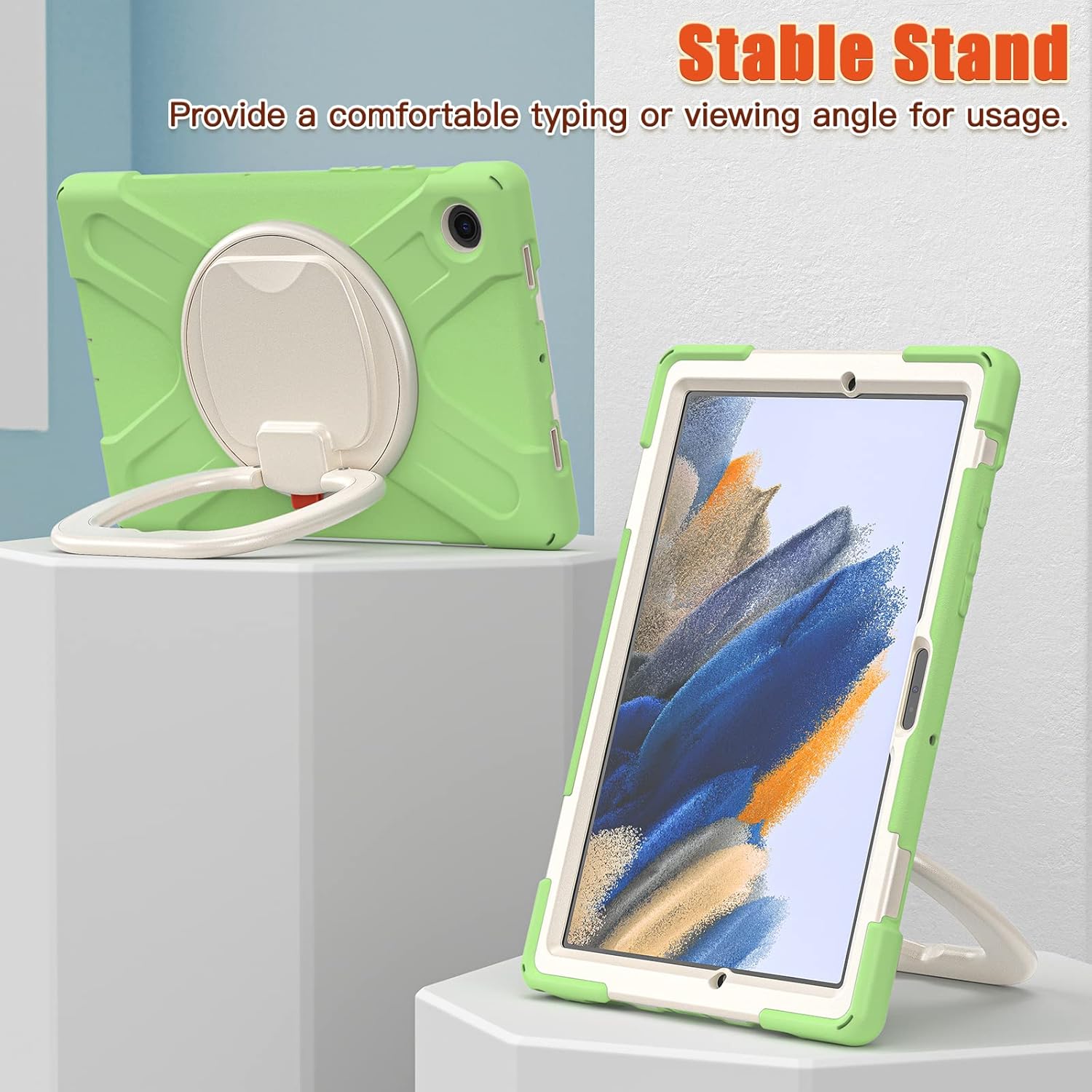 Husa de Protectie pentru iPad Air 11/ Air5, Antisoc, Suport 360°, Suport SmartPEN, Carcasa Robusta, Stand Rotativ, Copii & Adulti, Verde deschis