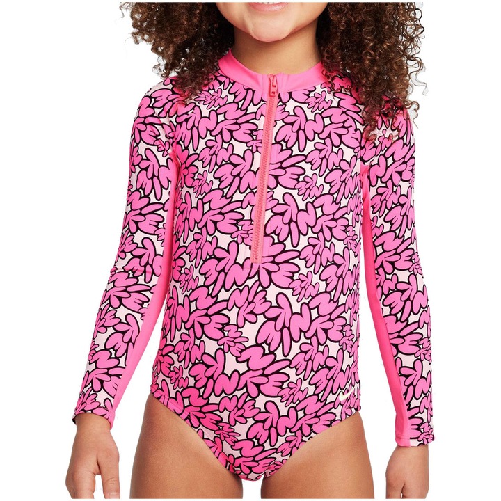 Costum de baie fete Nike Long Sleeve One Piece, marimea 4, Roz