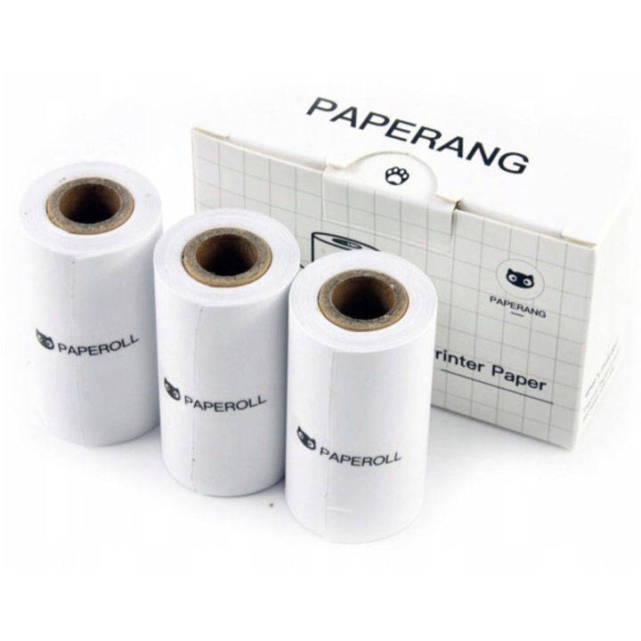 Insertie hartie, Paperang, P-BGJ, 57 mm, 3 role, autoadeziv, pentru imprimanta Paperang P2, alb, set de 3, hartie, calitate inalta, durabilitate pana la 5 ani, imprimare termica, rezolutie 300 dpi