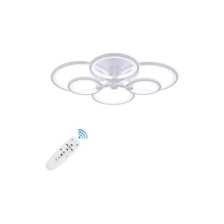 LED kör alakú csillár távirányítóval, 100W, 6 karral, 3 színű