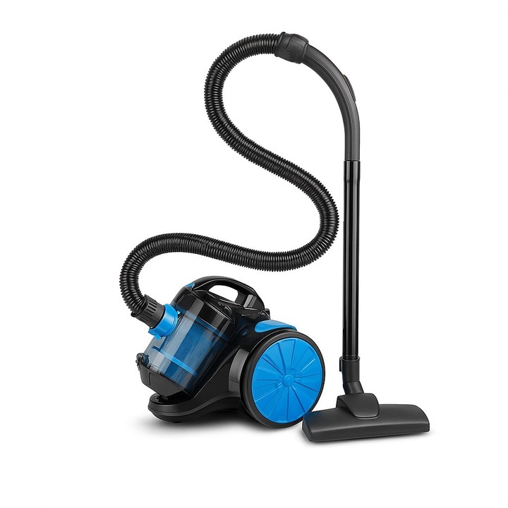 Aspirator fara sac Vionex Floria, 700W, HEPA 13, filtrare ciclonica, 1.8L, cablu 5m, perii incluse, albastru-negru