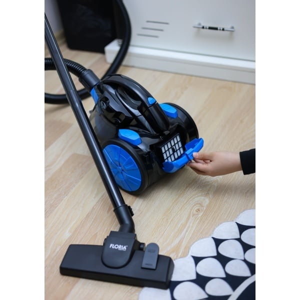 Aspirator fara sac Vionex Floria, 700W, HEPA 13, filtrare ciclonica, 1.8L, cablu 5m, perii incluse, albastru-negru