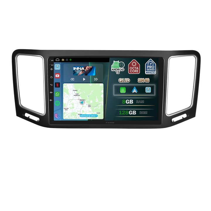 Navigatie Volkswagen Sharan/Seat Alhambra 2015-2022 dedicata, MaxTech® PRO SERIES, 8 GB Ram 128 GB Rom OctaCore, Carplay & Android auto, Ecran 9” HD Touch, SIM 4G, GPS, Wifi, Bluetooth, Radio, EQ