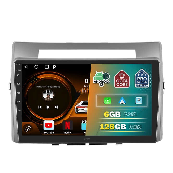 Navigatie Toyota Corolla Verso (2006-2009) dedicata, MaxTech® PRO SERIES, 6 GB Ram 128 GB Rom OctaCore, Carplay & Android auto, Ecran 9” HD Touch, GPS, Wifi, Bluetooth, Radio, Waze, Youtube