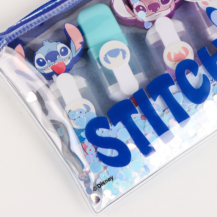 Set 4 evidentiatoare Lilo & Stitch cu penar Multicolor