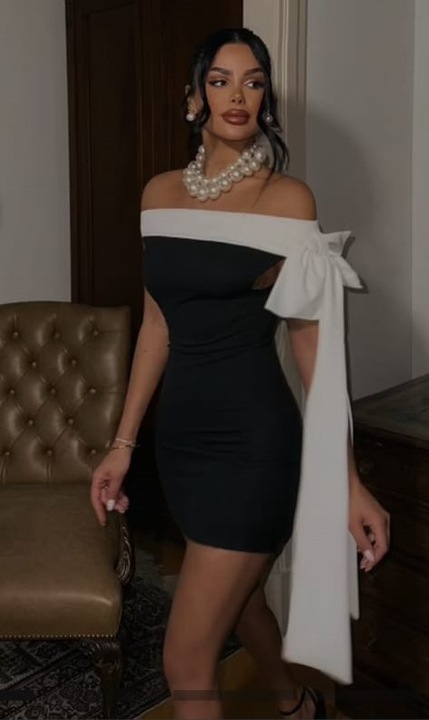 Fekete, elegáns masnis ruha, M