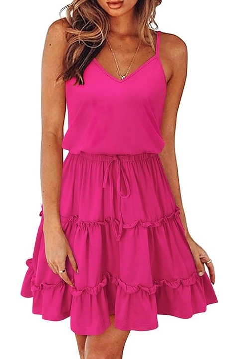 Rochie casual dama midi, roz, model 9, marimea M, Newshows