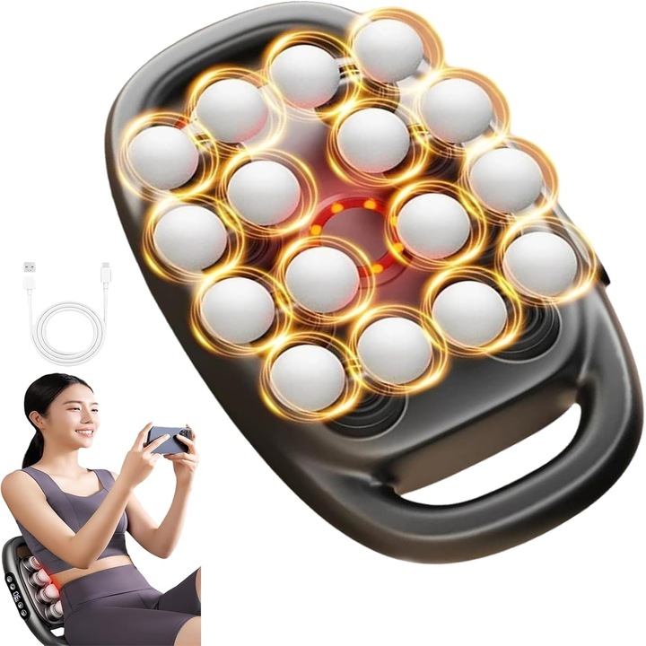 Професионален масажен апарат, 16 възела, 30 нива на интензитет, черен, 33x45см