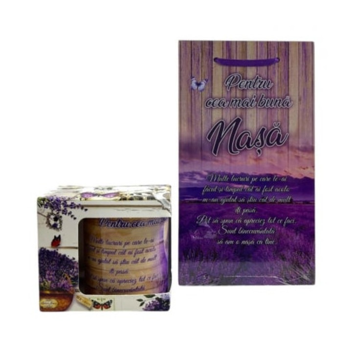 Set cana si tablou "Pentru cea mai buna nasa", Cadou martisor, 1/8 Martie, Ziua Mamei, Ziua Femeii, aniversare, onomastica | 330 ml