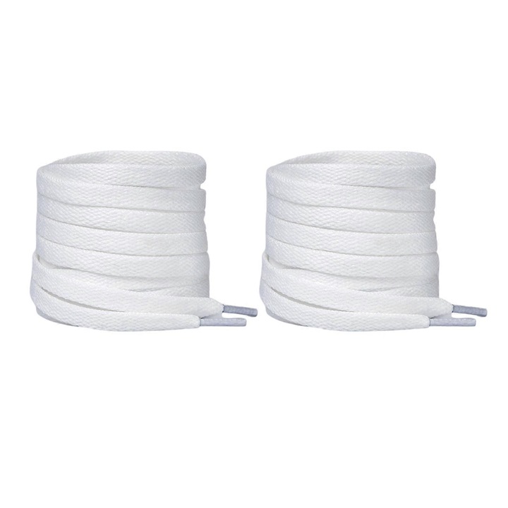 Sireturi sport unisex, 8mm latime, set, alb