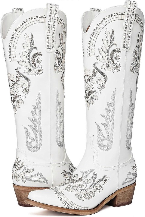 Дамски ботуши, бели, Бял