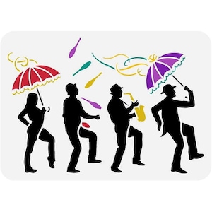 Sablon de vopsit Silhouette, 8.3x11.7inch, design Mardi Gras