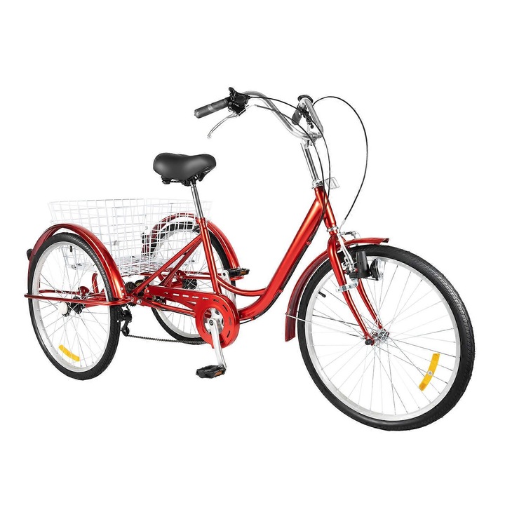 Felnőtt tricikli 24", bevásárlókosárral, piros