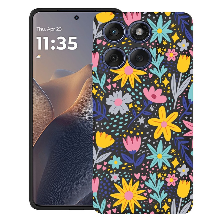 BestCase® Husa TPU Ultra Slim Compatibil cu Motorola Moto G86 Power, cu Design Little Flowers, 3113067 B 758