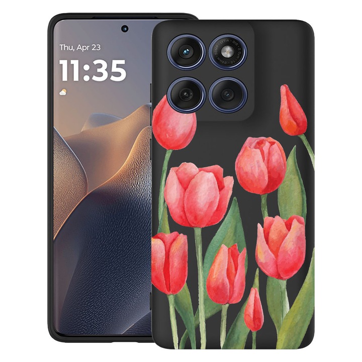 BestCase® Husa TPU Ultra Slim Compatibil cu Motorola Moto G86 Power, cu Design Red Tulips, 3113067 B 633