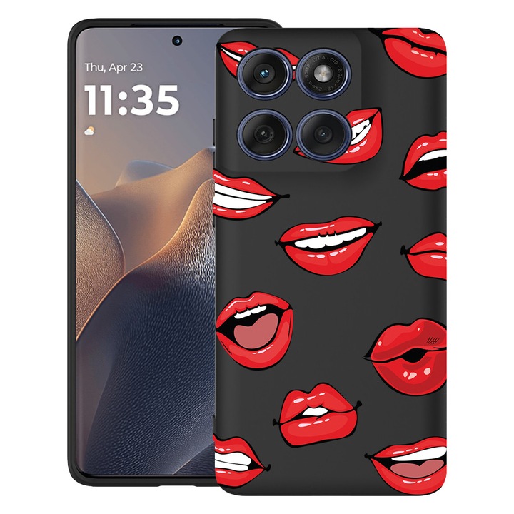 BestCase® Калъф за Motorola Edge 60 Fusion / Edge 60 от Ултра Тънък Силикон с Дизайн Lips - Kiss Pattern, 2026265 B 1431