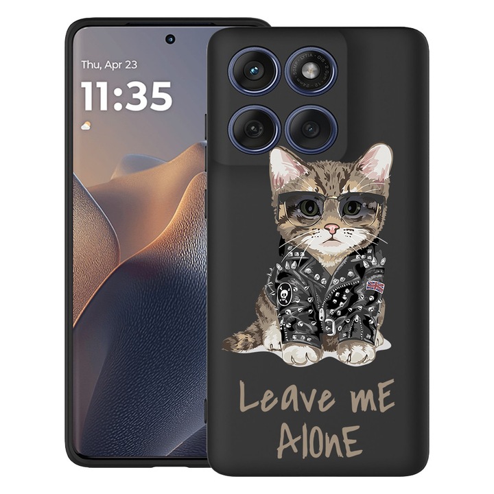 BestCase® Husa TPU Ultra Slim Compatibil cu Motorola Moto G86 Power, cu Design Leave Me Alone Cat, 3113067 B 1796