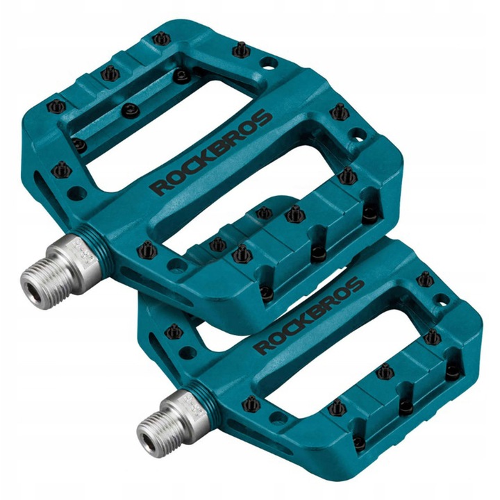 Pedale bicicleta ROCKBROS 2017-12, antiderapante, rezistente, nuante de albastru, 12x10,5x2cm, set cu 3 pini de rezerva