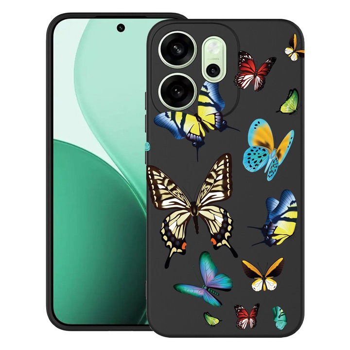 BestCase® Калъф за OPPO Reno14 F 5G от ултра тънък силикон с дизайн Beautiful Color Butterflies, 2043675 B 992