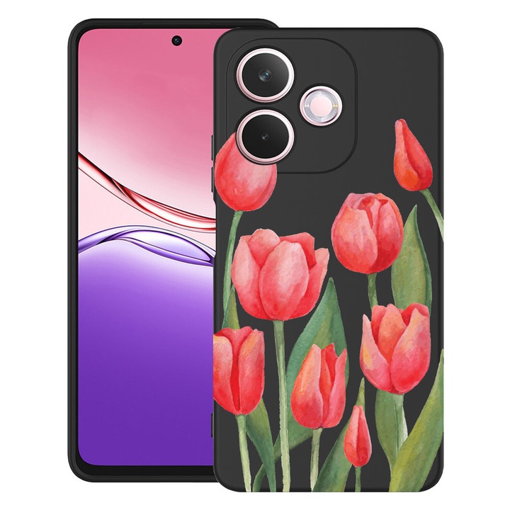 BestCase® Husa pentru OPPO A5 Pro 5G din Silicon Ultra Slim cu Design Red Tulips, 2043676 B 633