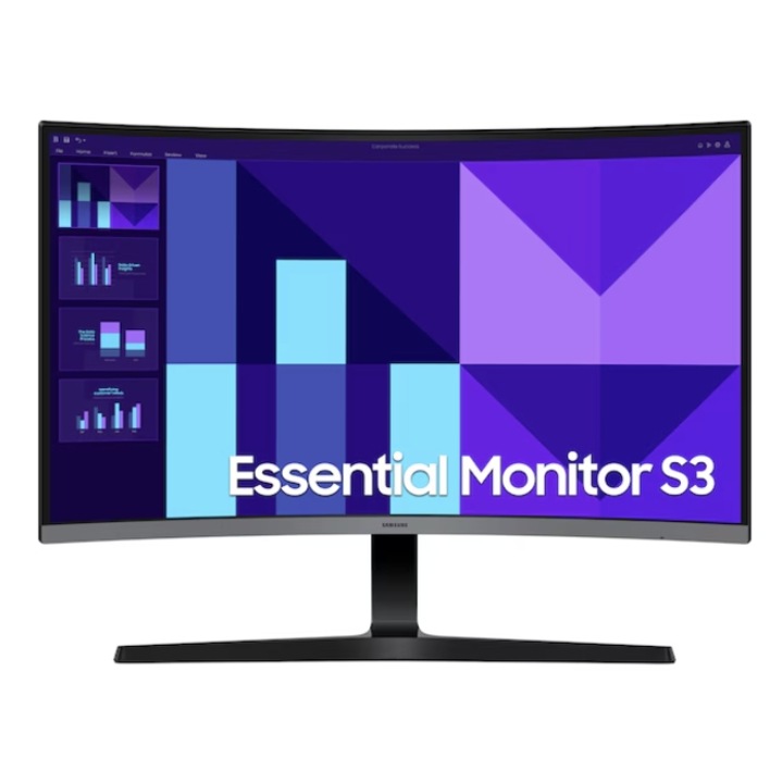 Samsung 27" VA LED monitor LS27D396GAUXEN, Full HD 1920 x 1080, VGA, HDMI, Ívelt kijelző, Hangszórók, 100 Hz, 4 ms, Fekete