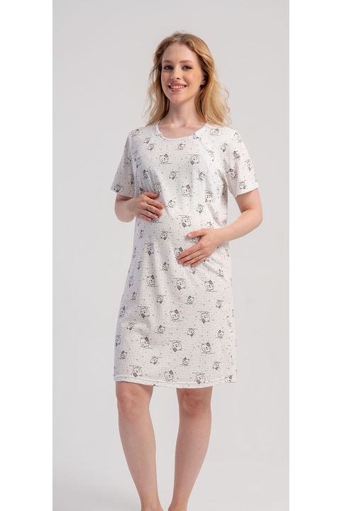 Camasa bumbac pentru mamici si gravide Vienetta, Beauty, alb