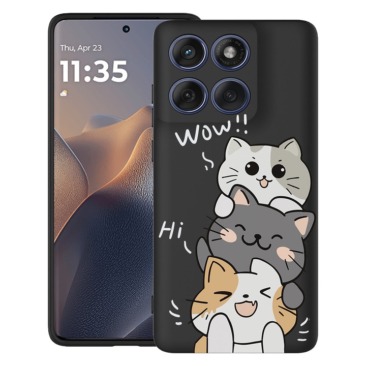 BestCase® Husa pentru Motorola Edge 60 Pro din Silicon Ultra Slim cu Design Cat Wow, 2043681 B 1855