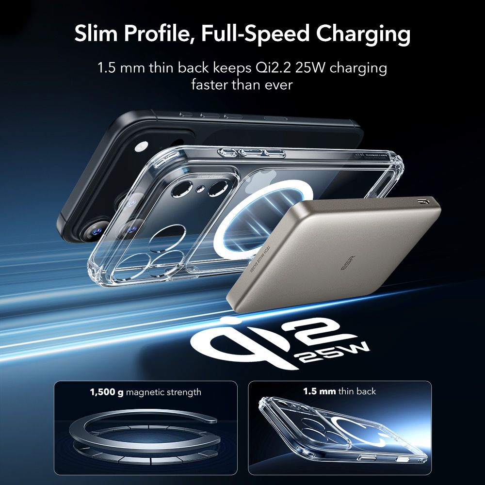 ESR Classic Hybrid HaloLock - Husa telefon - compatibil cu Apple iPhone 17 Pro Max - culoare Transparent