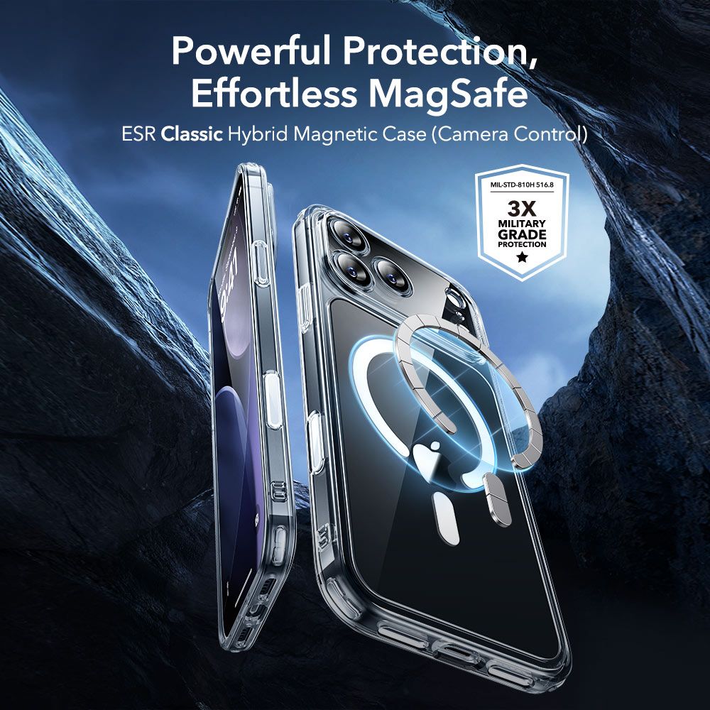 ESR Classic Hybrid HaloLock - Husa telefon - compatibil cu Apple iPhone 17 Pro Max - culoare Transparent