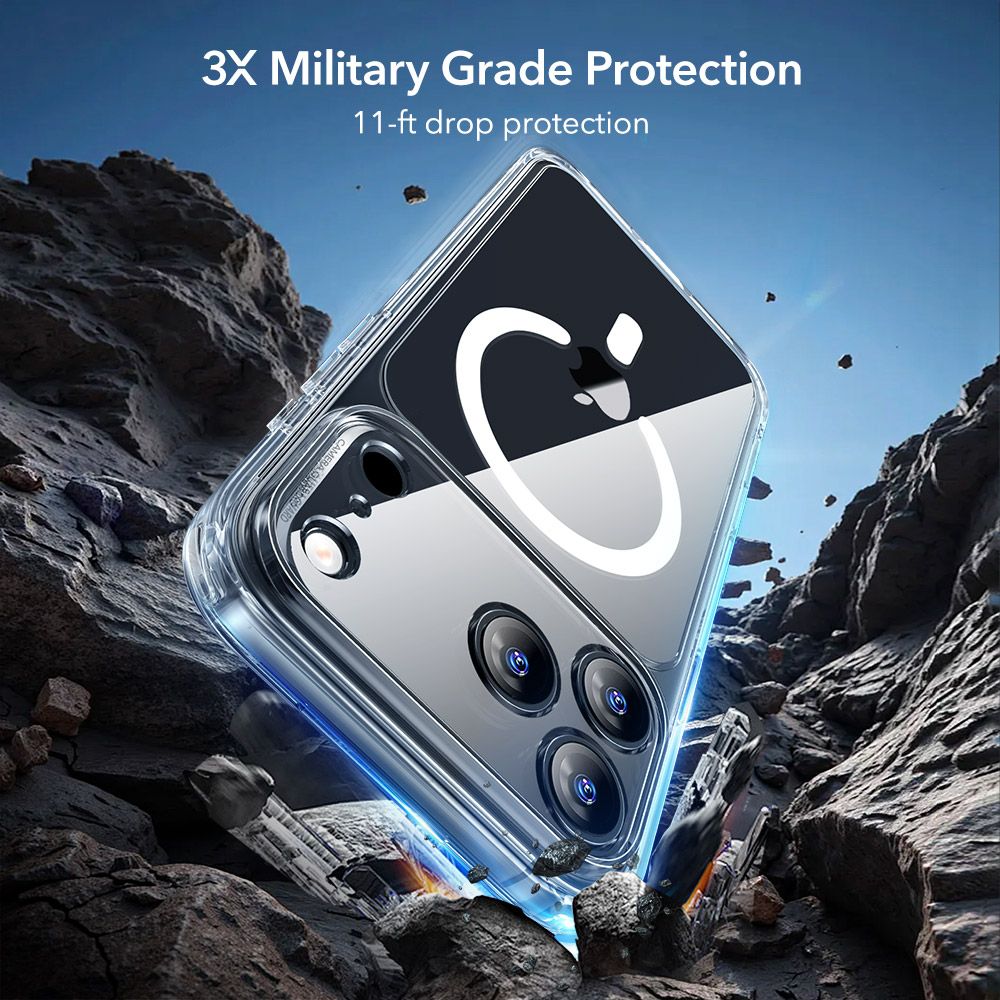 ESR Classic Hybrid HaloLock - Husa telefon - compatibil cu Apple iPhone 17 Pro Max - culoare Transparent