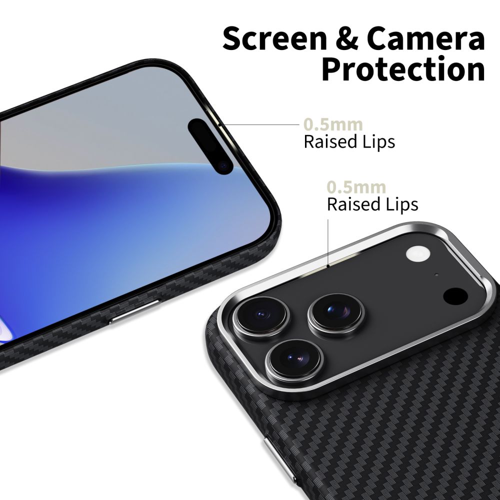 Carcasa Tech-Protect Ion Carbon cu MagSafe compatibila cu iPhone 17 Pro Max, Black/Silver